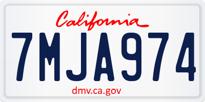 CA license plate 7MJA974