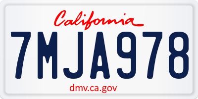 CA license plate 7MJA978