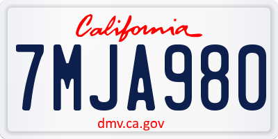 CA license plate 7MJA980