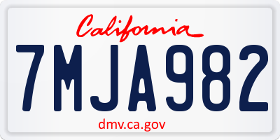 CA license plate 7MJA982