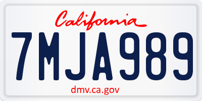 CA license plate 7MJA989