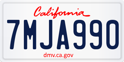 CA license plate 7MJA990