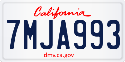CA license plate 7MJA993