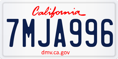 CA license plate 7MJA996