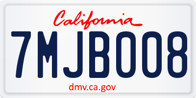 CA license plate 7MJB008