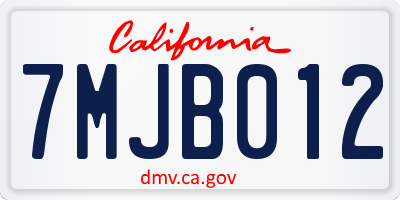 CA license plate 7MJB012