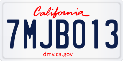CA license plate 7MJB013