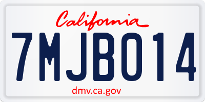 CA license plate 7MJB014