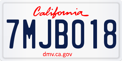 CA license plate 7MJB018