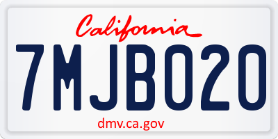CA license plate 7MJB020