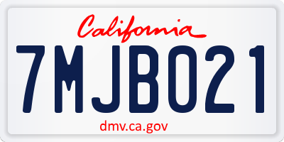 CA license plate 7MJB021