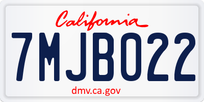 CA license plate 7MJB022