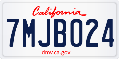 CA license plate 7MJB024