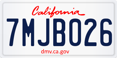 CA license plate 7MJB026