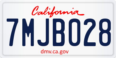 CA license plate 7MJB028