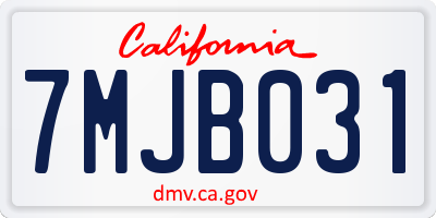 CA license plate 7MJB031