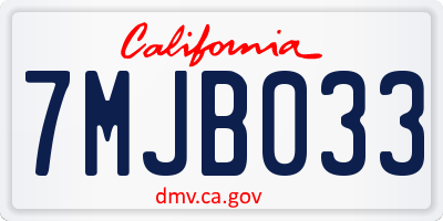 CA license plate 7MJB033