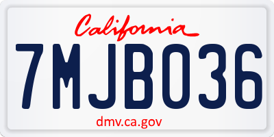 CA license plate 7MJB036