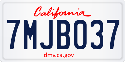 CA license plate 7MJB037