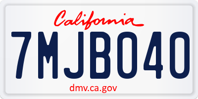 CA license plate 7MJB040