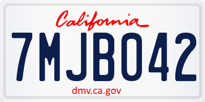 CA license plate 7MJB042