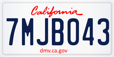 CA license plate 7MJB043