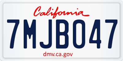 CA license plate 7MJB047