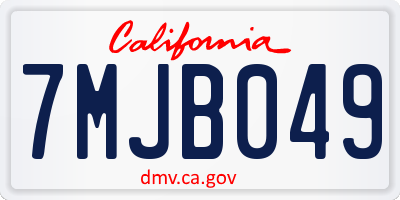 CA license plate 7MJB049