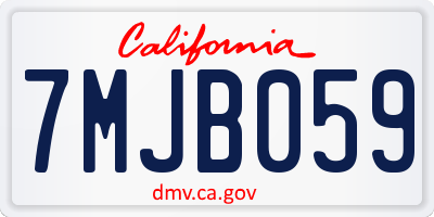 CA license plate 7MJB059