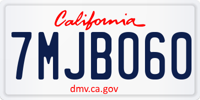 CA license plate 7MJB060