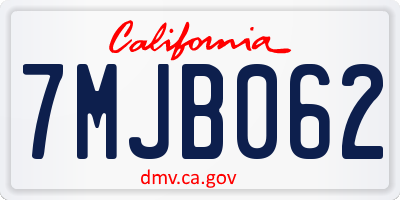 CA license plate 7MJB062