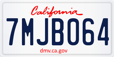 CA license plate 7MJB064