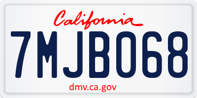 CA license plate 7MJB068