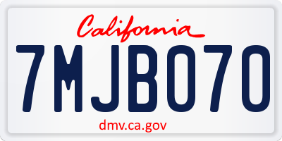 CA license plate 7MJB070