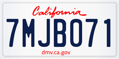 CA license plate 7MJB071