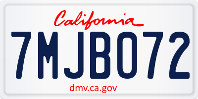 CA license plate 7MJB072