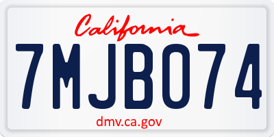 CA license plate 7MJB074