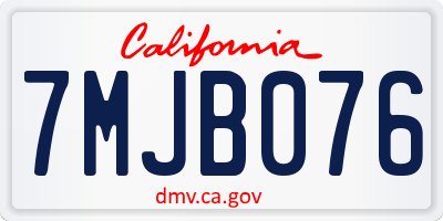 CA license plate 7MJB076