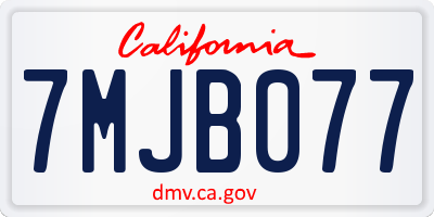 CA license plate 7MJB077