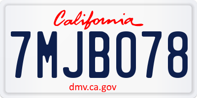 CA license plate 7MJB078