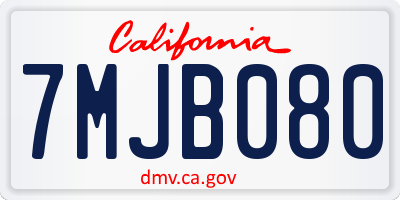 CA license plate 7MJB080