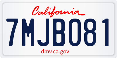 CA license plate 7MJB081