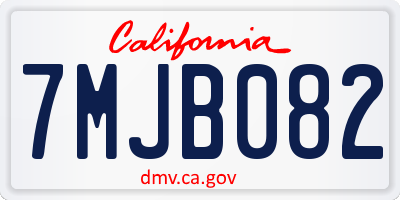 CA license plate 7MJB082