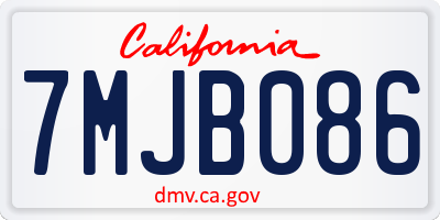 CA license plate 7MJB086