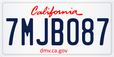 CA license plate 7MJB087