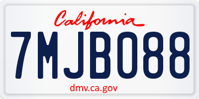 CA license plate 7MJB088