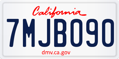 CA license plate 7MJB090