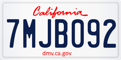 CA license plate 7MJB092