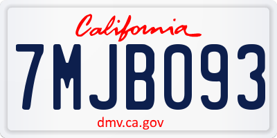CA license plate 7MJB093