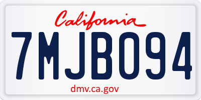 CA license plate 7MJB094